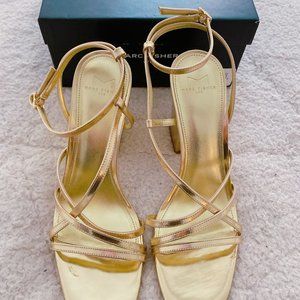 MARC FISHER LTD EDALYN WOMENS STRAPPY METALLIC ANKLE STRAP